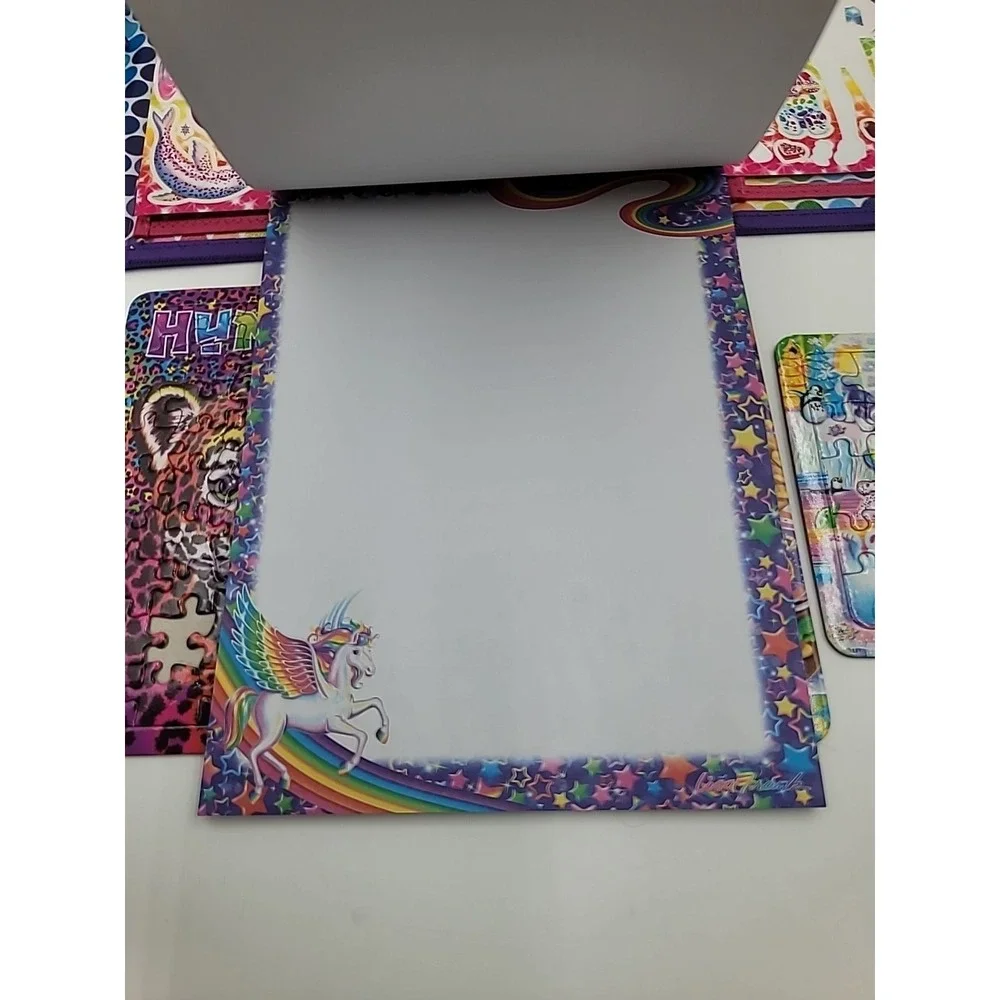 2022 Lisa Frank Tri-fold Case Puzzles Stickers Coloring Book Set Lot